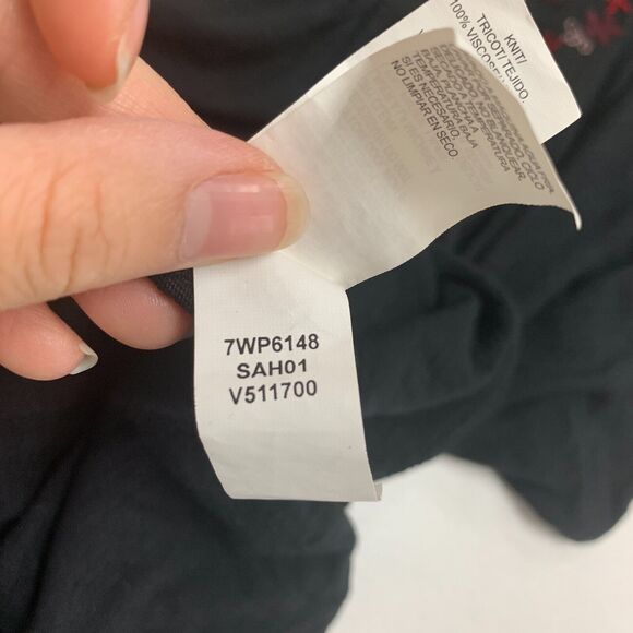 Lucky Brand Boho Blouse Womens S Small Black Embroidered Short Sleeve Semi Sheer - Picture 13 of 15